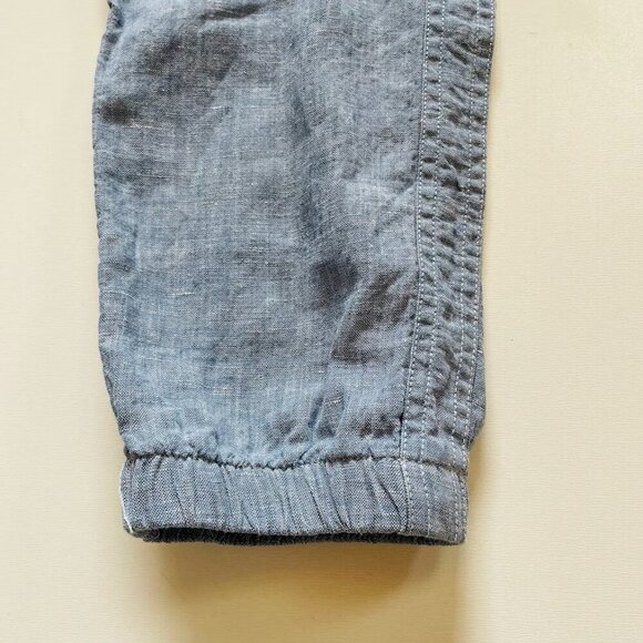 Athleta Cabo 100% Linen Jogger Blue Drawstring Zipper Pocket Tie Waist Beach 6 - Picture 8 of 13